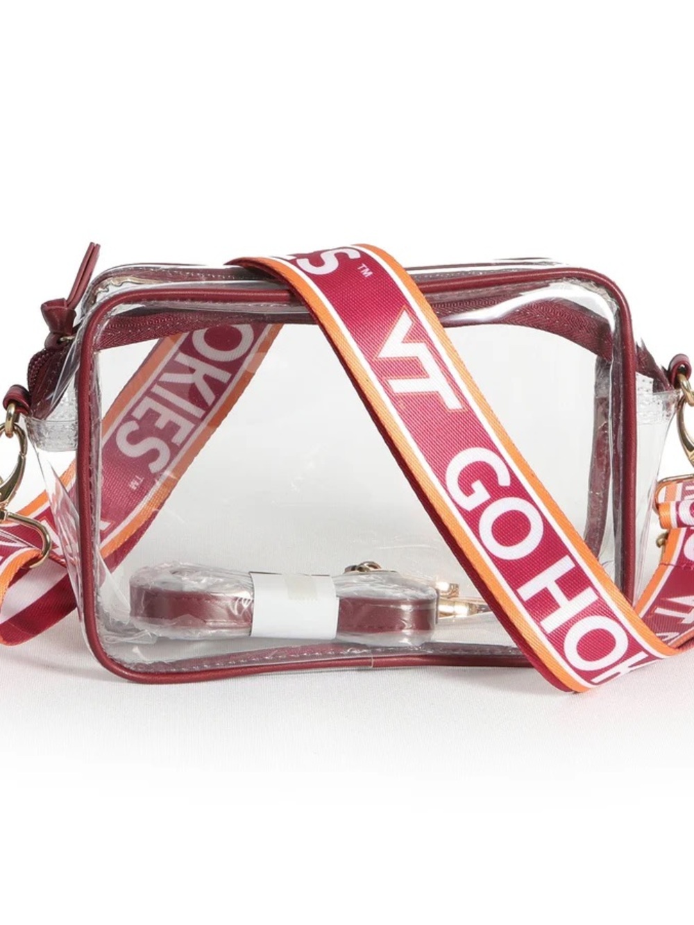 Gameday Clear Crossbody Bag with Virginia Tech and Leather Straps